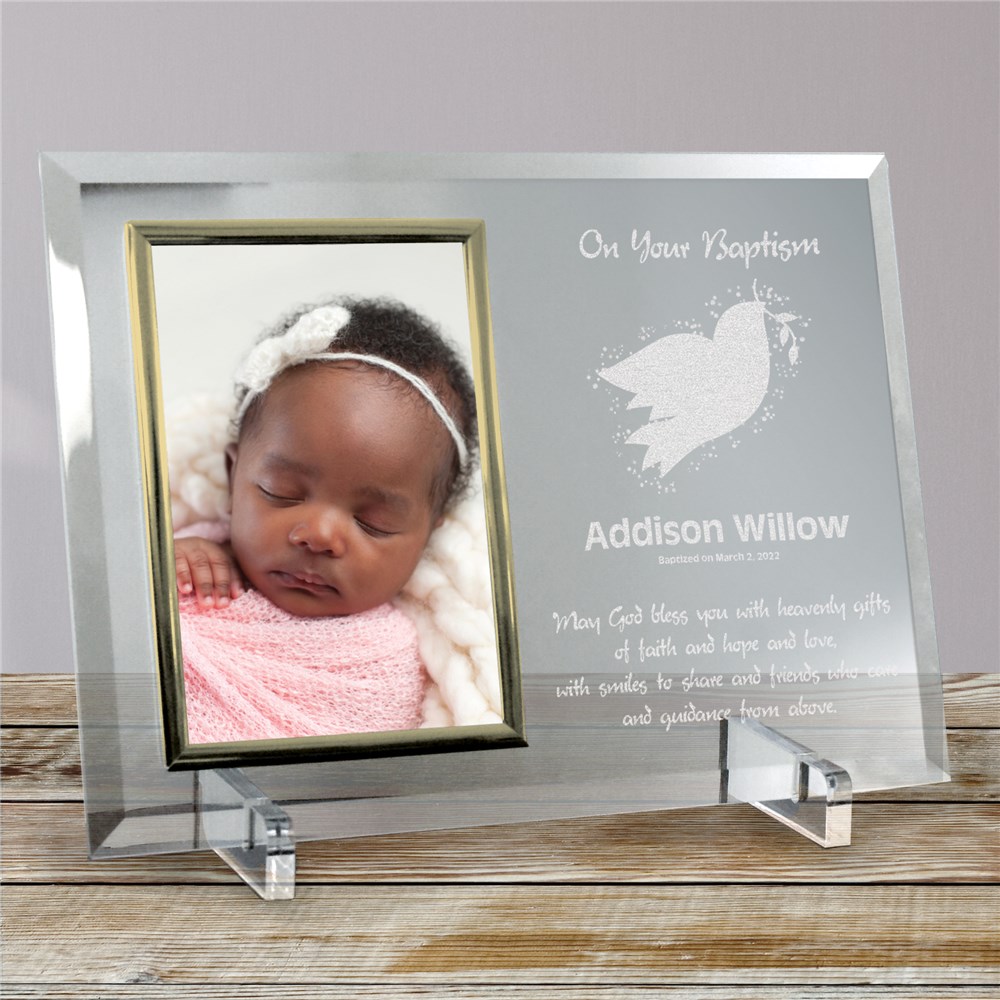 For My Baptism Beveled Glass Personalized Picture Frame | Personalized Baptism Frames