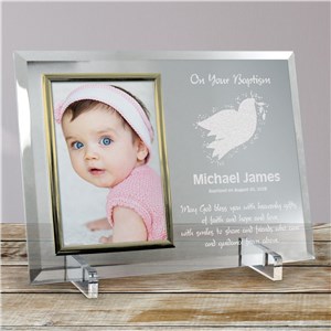 For My Baptism Beveled Glass Personalized Picture Frame | Personalized Baptism Frames