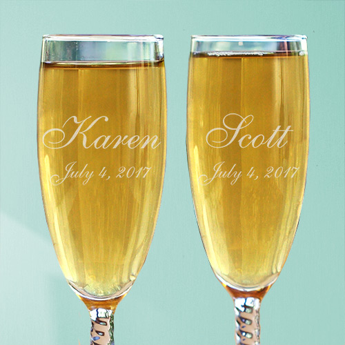 Personalized Wedding Flutes Engraved Toasting Flutes GiftsForYouNow