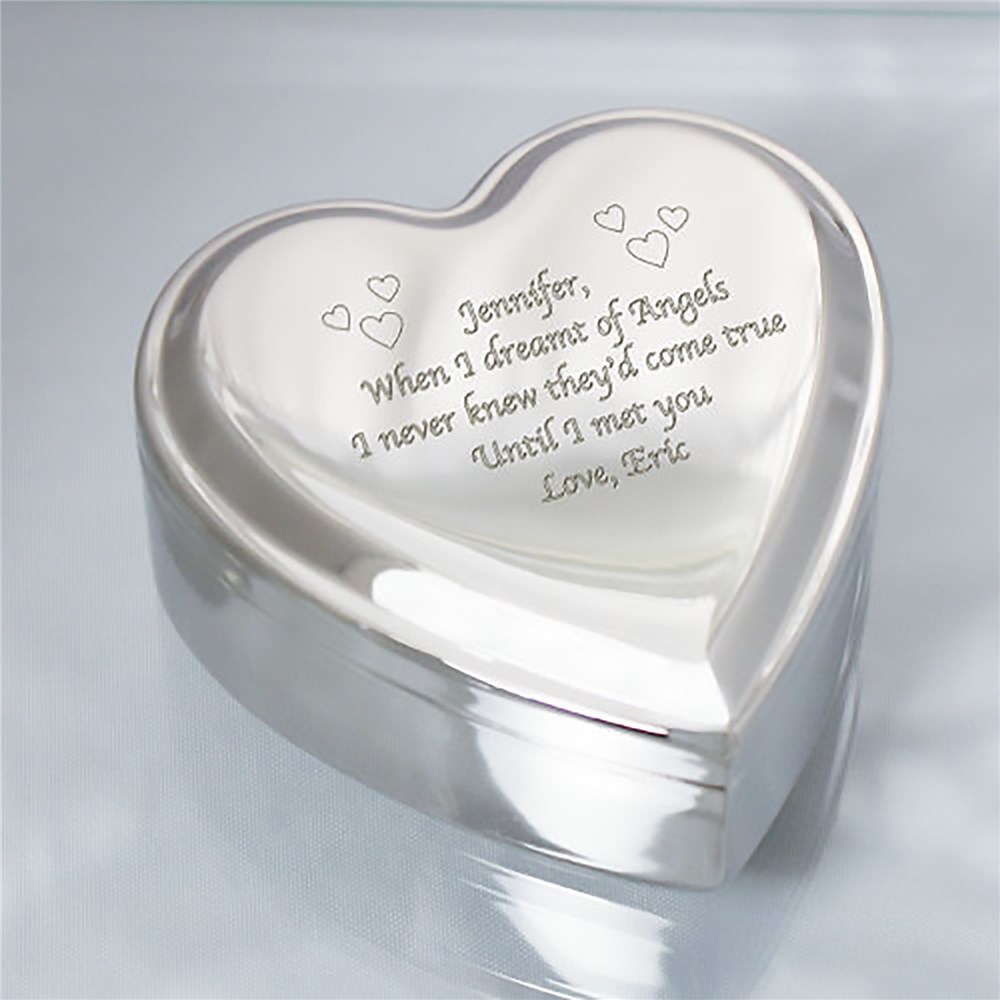 Engraved Silver Heart Jewelry Box | Valentine’s Day Gifts Under 25