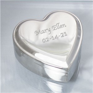 Engraved Name Silver Heart Jewelry Box | Personalized Keepsake box