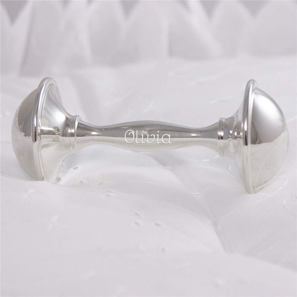 Personalized Engraved Silver Baby Rattle