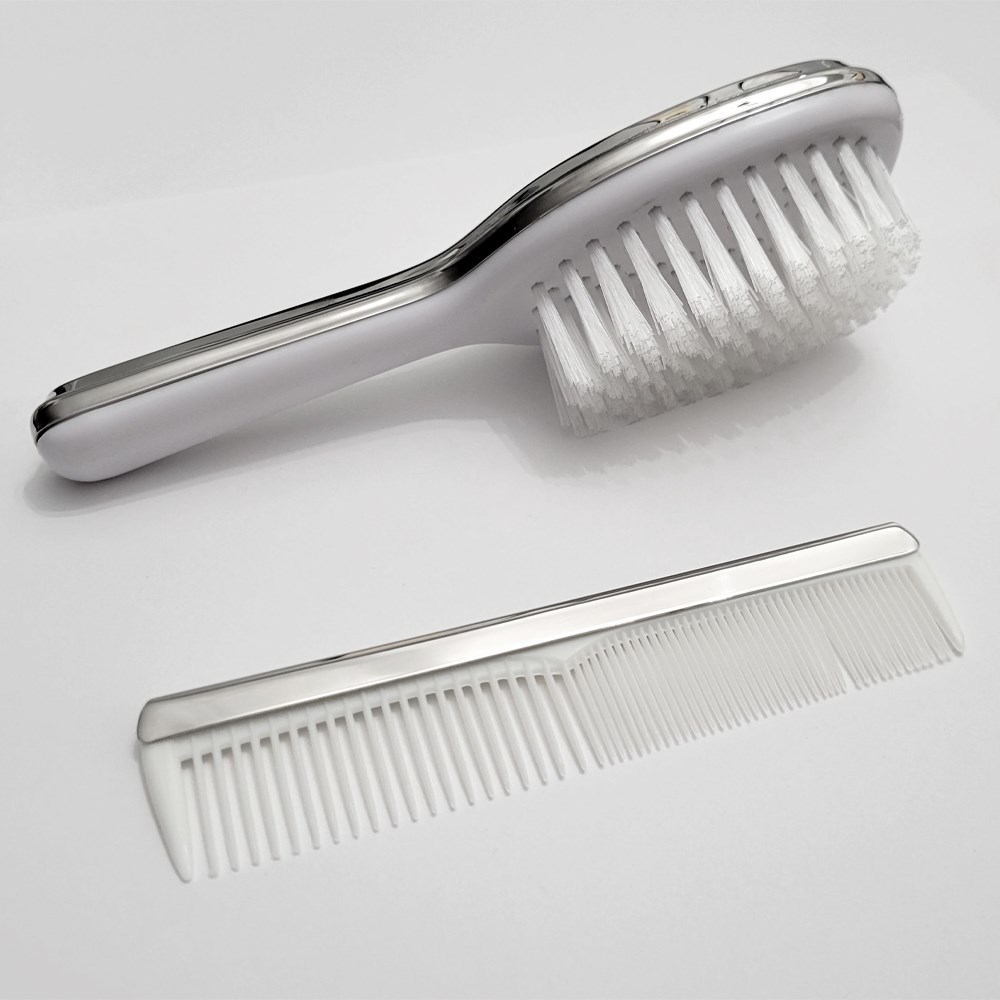 Engraved Silver Baby Comb and Brush Set | Personalized Baby Keepsakes