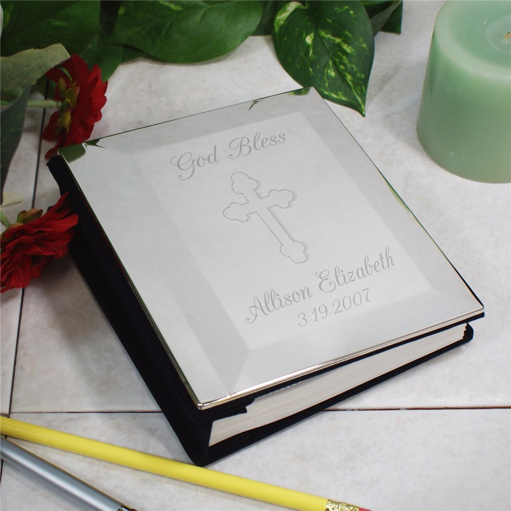 Engraved Silver Cross Communion Photo Album | GiftsForYouNow
