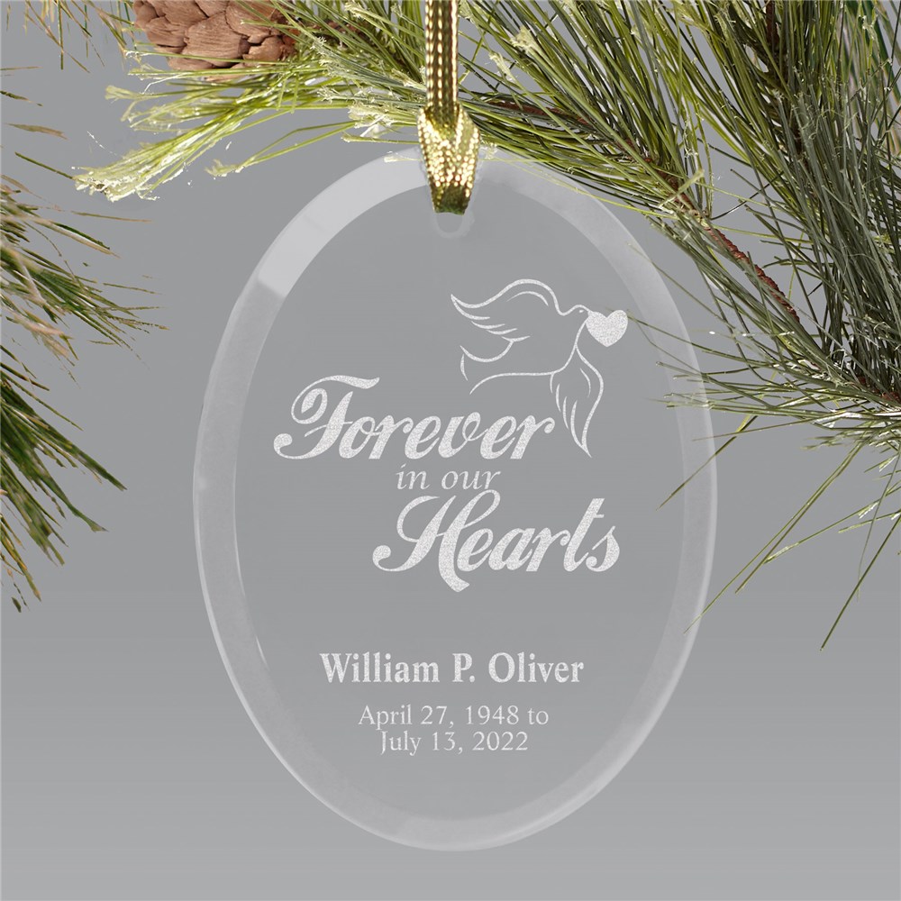 Engraved Forever In Our Hearts Memorial Ornament | Personalized Memorial Ornaments