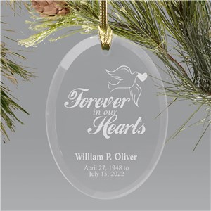 Engraved Forever In Our Hearts Memorial Ornament | Personalized Memorial Ornaments