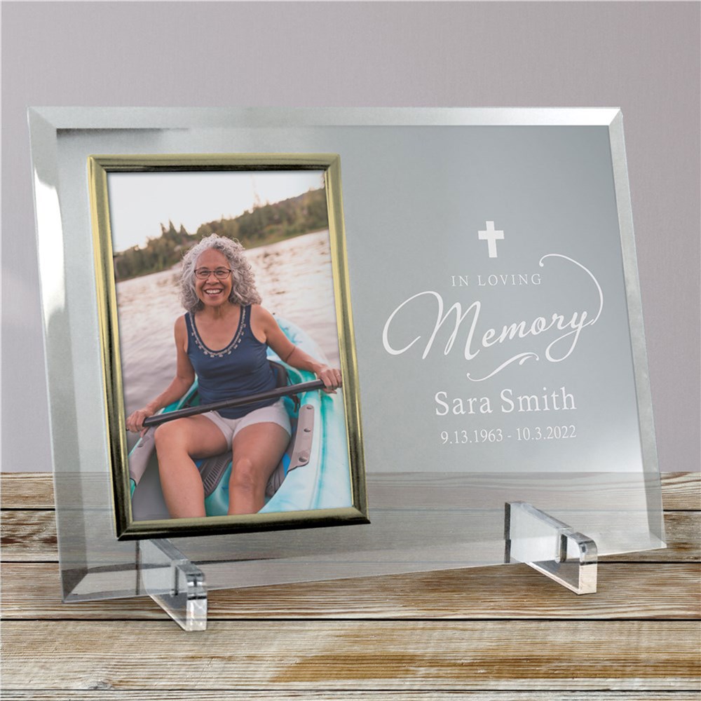 Engraved In Loving Memory Beveled Glass Frame | Personalized Picture Frames