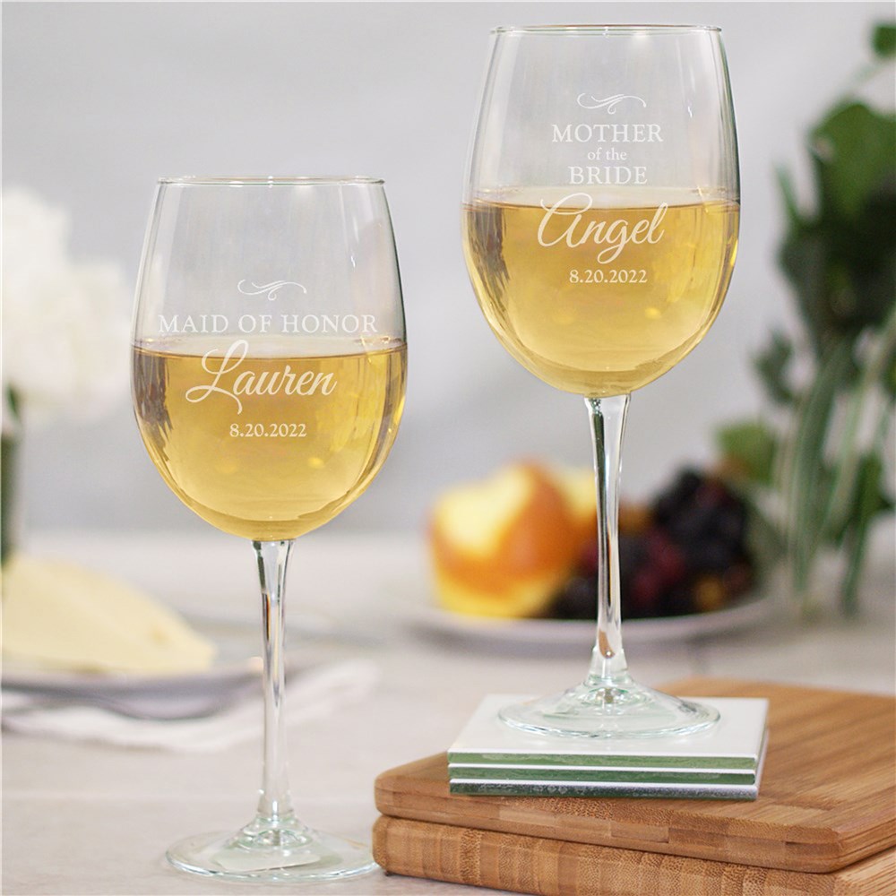 Engraved Bridal Party Wine Glass | Personalized Bridesmaid Gifts