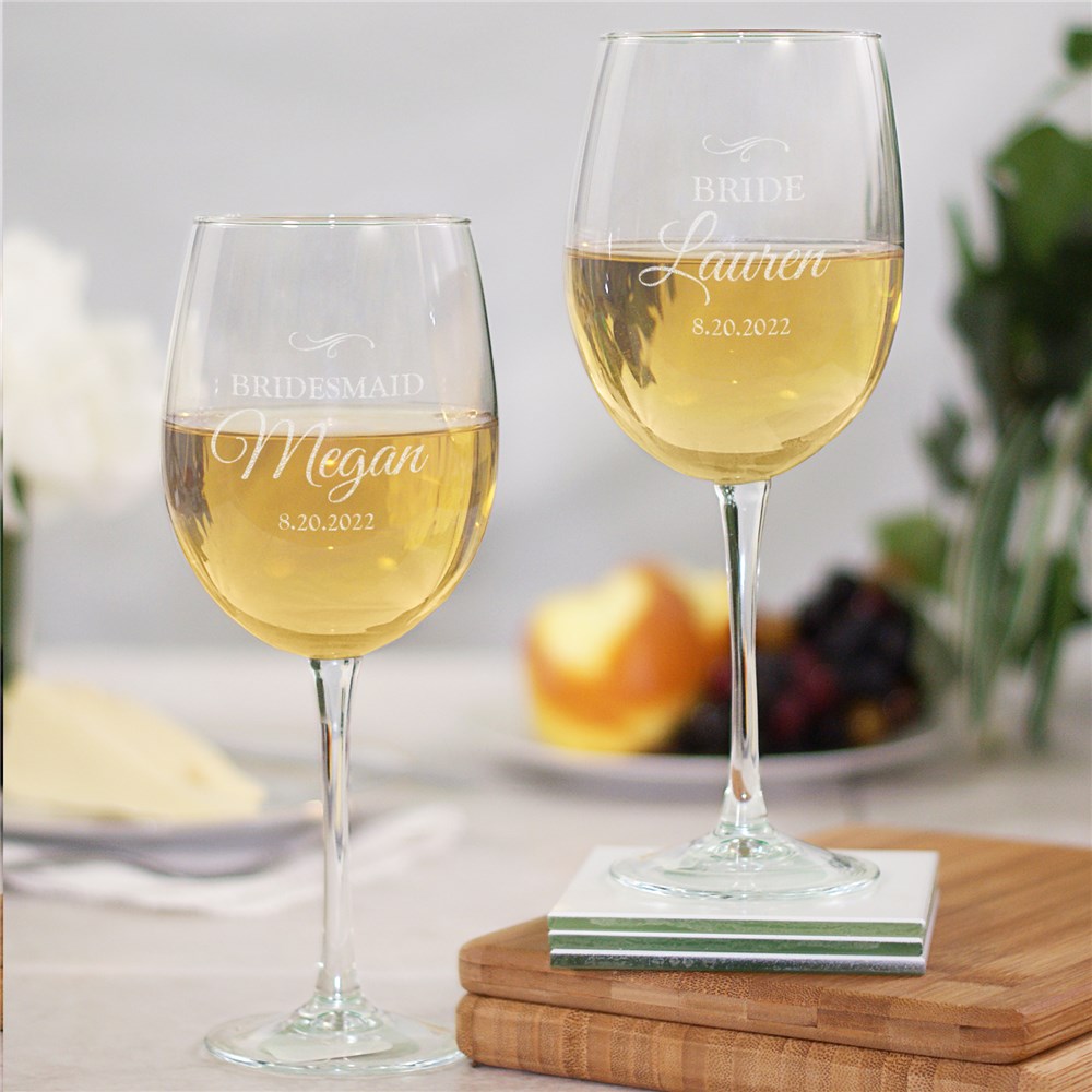 Engraved Bridal Party Wine Glass | Personalized Bridesmaid Gifts