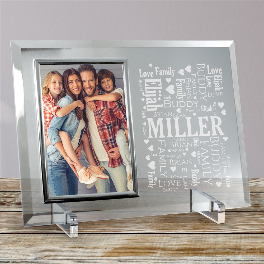 Mom Word-Art Glass Beveled Picture Frame | Personalized Word Art
