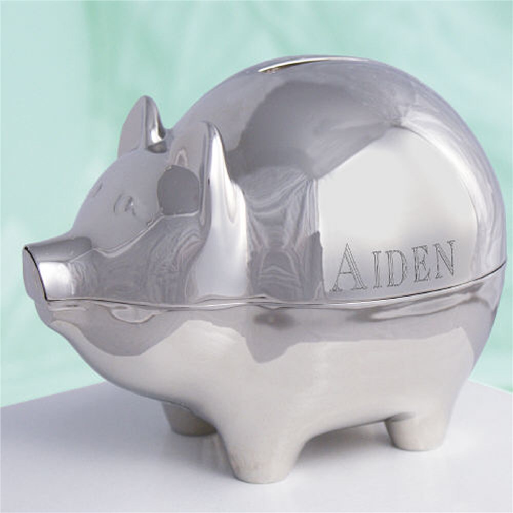 Personalized Silver Piggy Bank | Engraved Banks For Kids