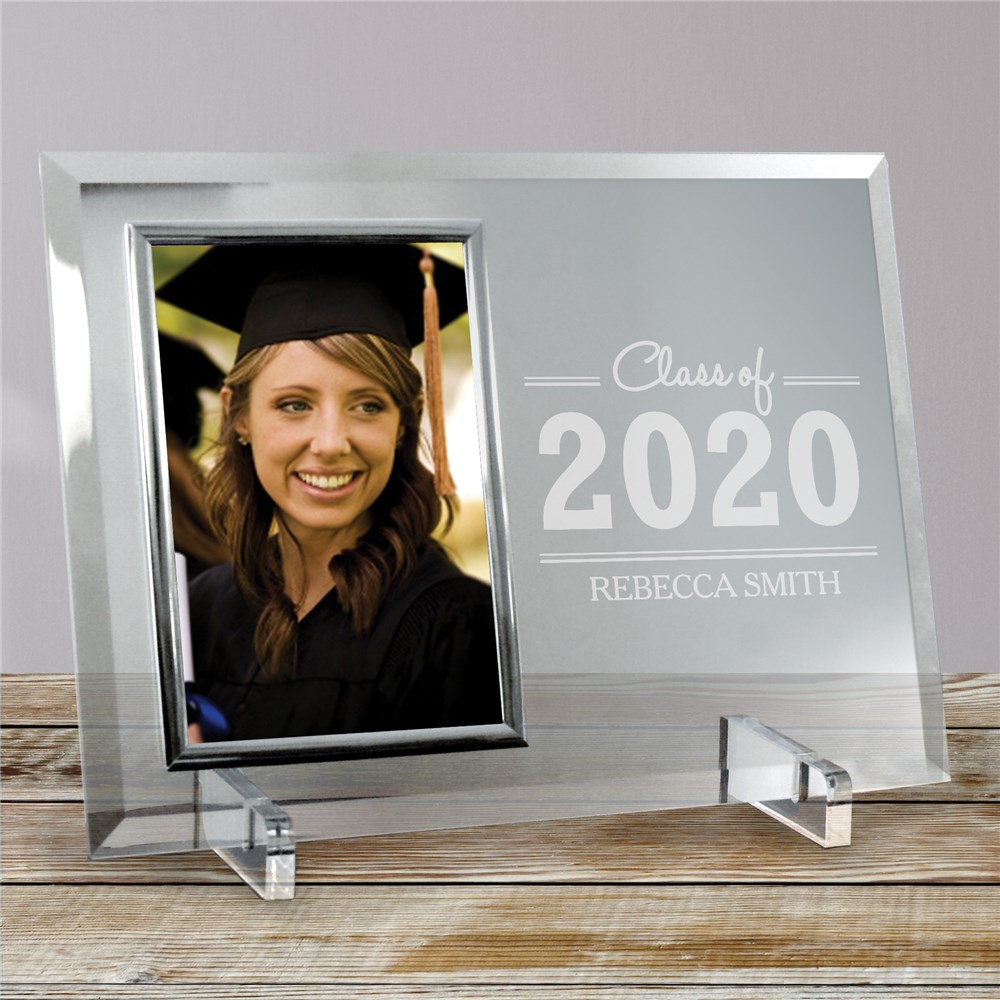 Engraved Graduation Beveled Glass Frame GiftsForYouNow
