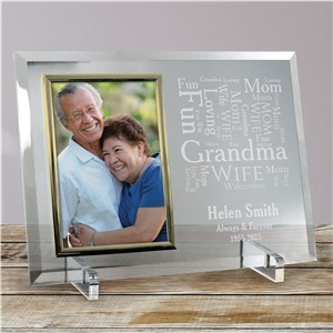 Memorial Word-Art Beveled Glass Picture Frame | Personalized Word Art