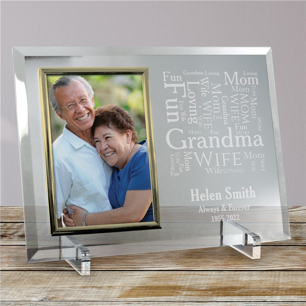 Memorial Word-Art Beveled Glass Picture Frame | Personalized Word Art