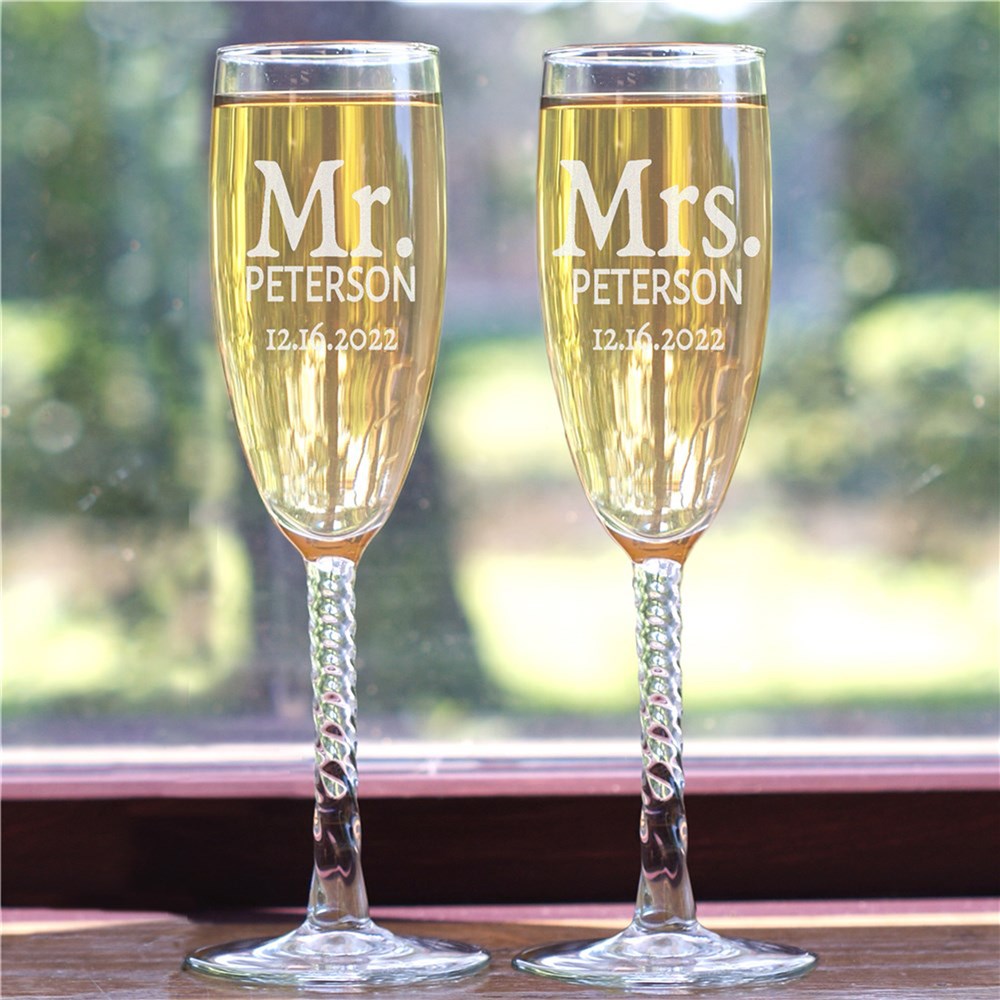 Engraved Mr. and Mrs. Toasting Flutes 8598250