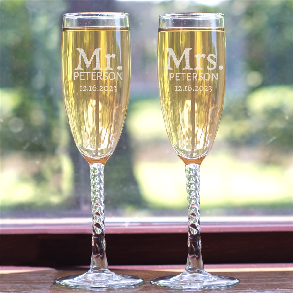 Engraved Mr. and Mrs. Toasting Flutes 8598250