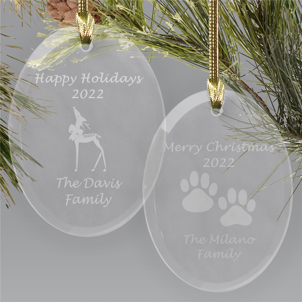 Happy Holidays Personalized Glass Ornament | Personalized Ornament