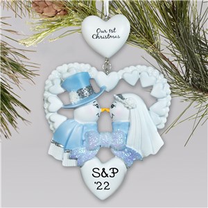 Personalized First Christmas Snow Couple Ornament | Couples First Christmas Wedding Ornament