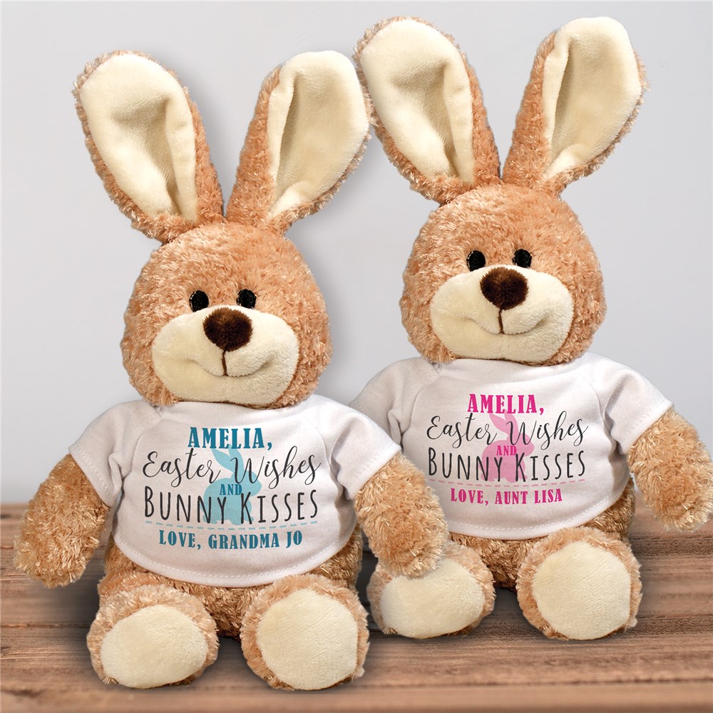 Personalized Easter Wishes Bunny Kisses Stuffed Bunny