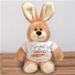 Personalized Don't Worry Be Hoppy Stuffed Bunny