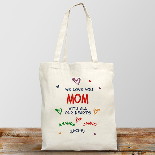 All Our Hearts Personalized Canvas Tote Bag