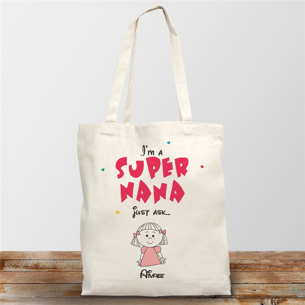 Super Grandma Personalized Canvas Tote Bag GiftsForYouNow
