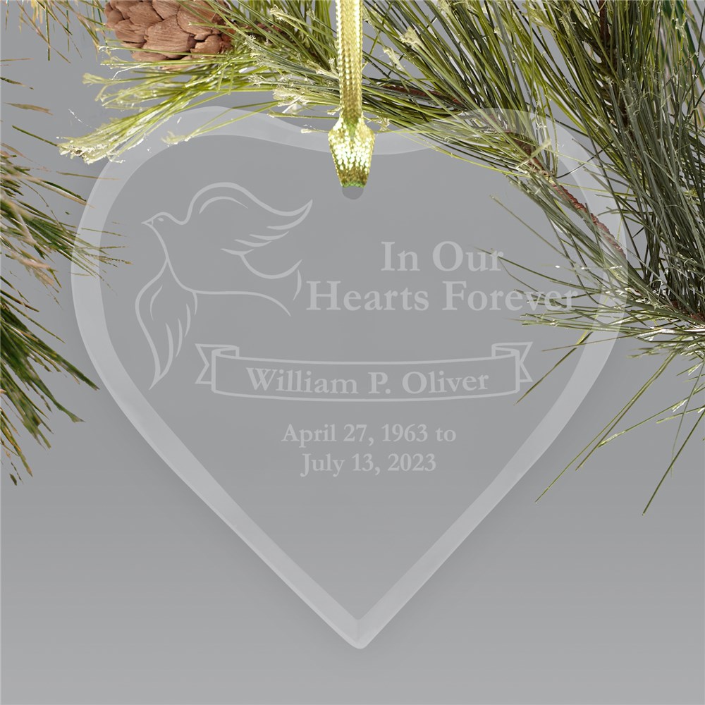Engraved Heart Sympathy Remembrance Ornament | Memorial Ornaments