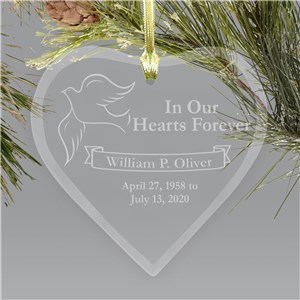 Engraved Heart Sympathy Remembrance Holiday Ornament 872134H