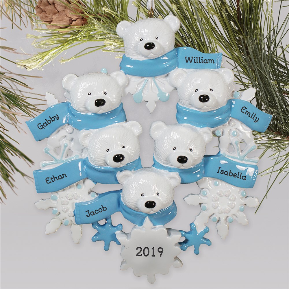 Personalized Polar Bear Family Holiday Ornament GiftsForYouNow