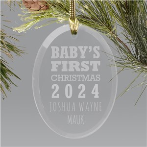 Engraved Glass Baby's First Christmas Ornament | Baby's First Christmas Ornaments