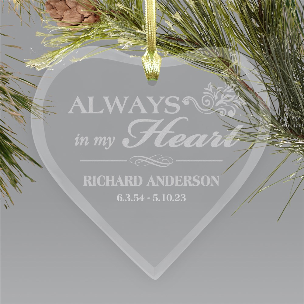 Personalized Memorial Heart Ornament | Always In My Heart | Personalized Memorial Ornaments