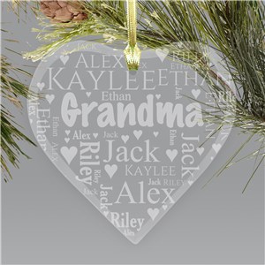 Grandma's Heart Word-Art Ornament | Personalized Christmas Ornament