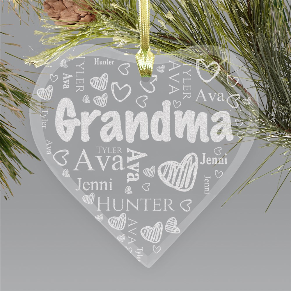 Grandma's Heart Word-Art Ornament | Personalized Christmas Ornament