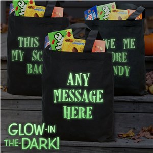 Glow In The Dark Halloween Tote Bag With Custom Text