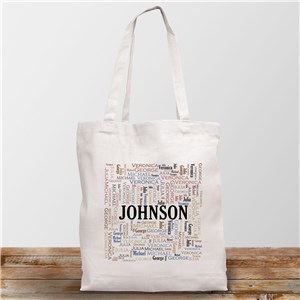 Personalized Family Word Art White Tote Bag 881752WH