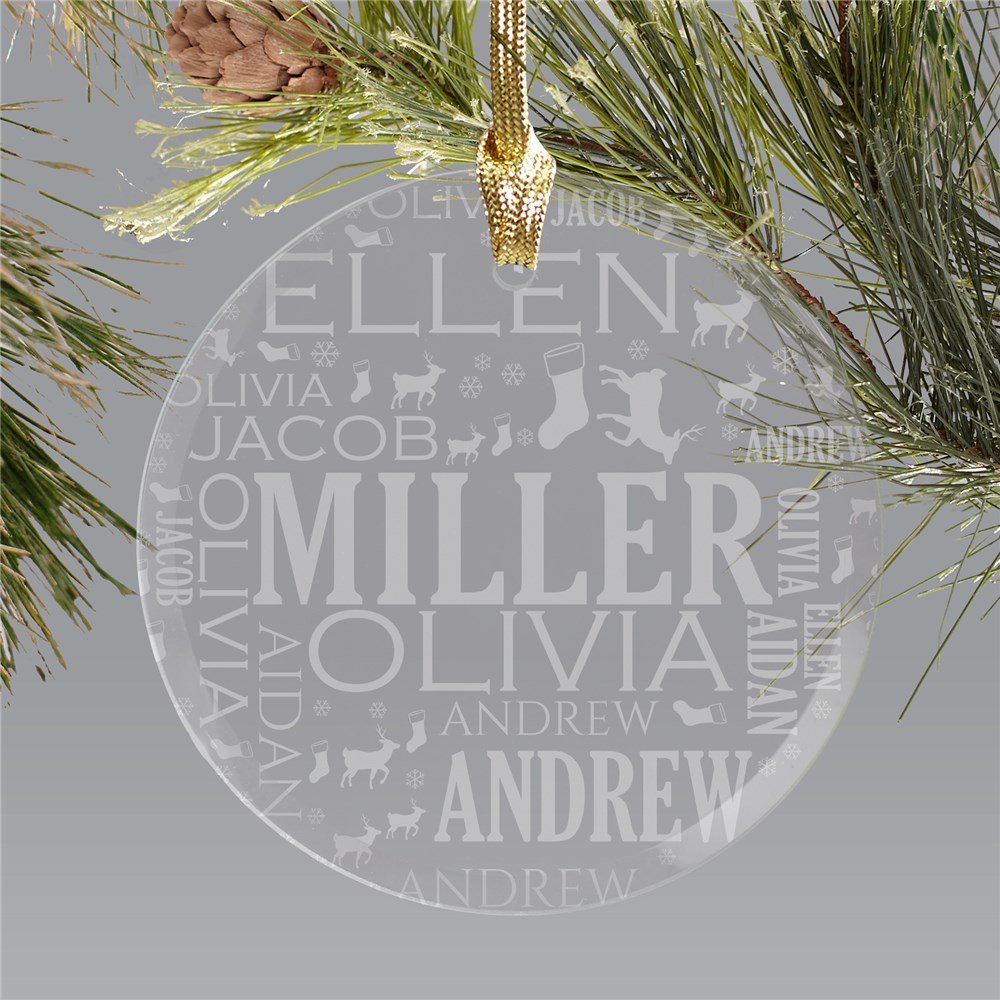 Engraved New Baby Round Glass Ornament | Personalized Family Ornaments