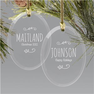 Engraved Family Name Glass Ornament | Personalized Ornament