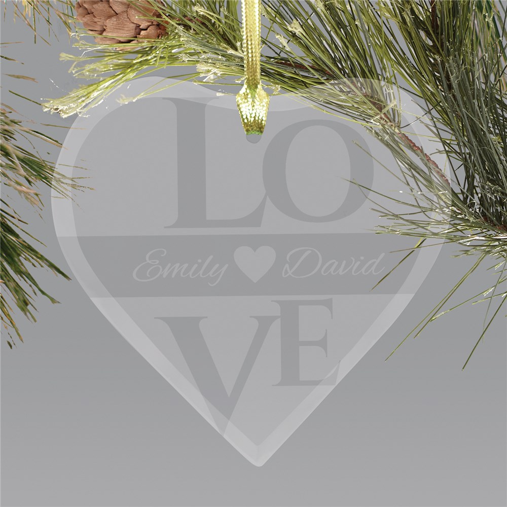 Love Glass Heart Ornament | Personalized Couples Ornament