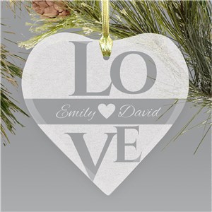 Love Glass Heart Ornament | Personalized Couples Ornament