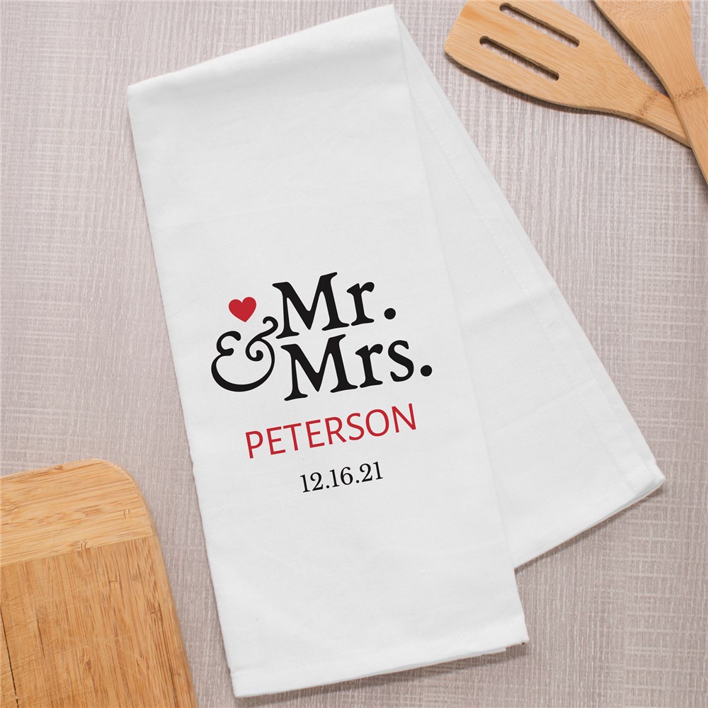 Personalized Mr. and Mrs. Dish Towel GiftsForYouNow