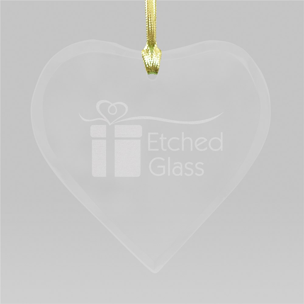 Engraved Cupid's Arrow Glass Heart Ornament | Personalized Couples Ornament