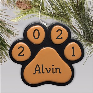 Engraved Paw Print Christmas Ornament | Personalized Dog Ornaments