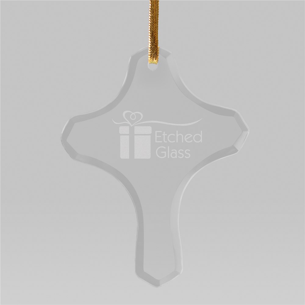 Engraved God Bless Glass Cross Ornament | Christian Ornaments