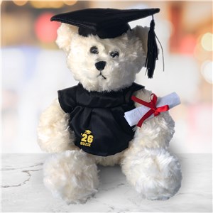Personalized Cap & Gown Class Of Graduation Cream Plush Bear