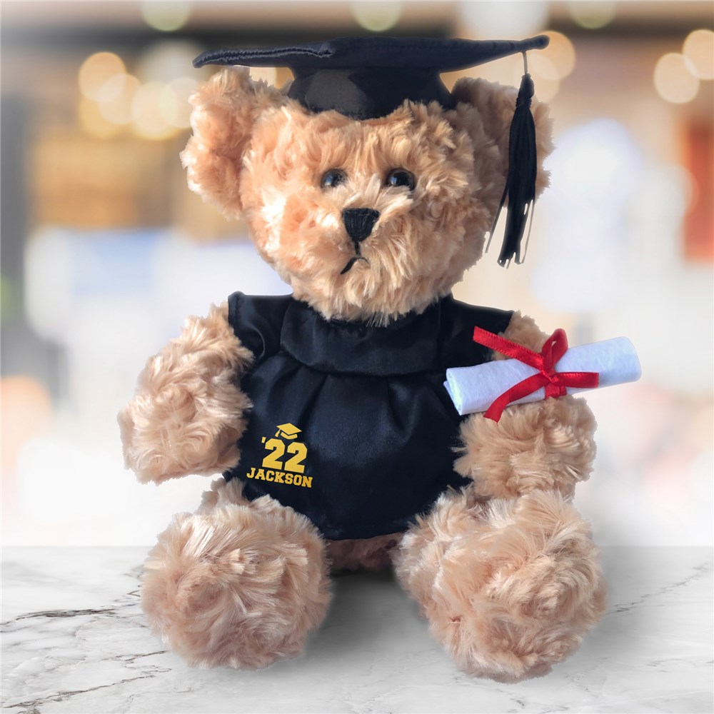 Personalized Cap & Gown Class Of Graduation Beige Plush Bear