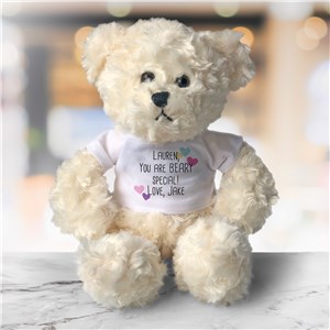 Custom Message Hearts Cream Plush Bear