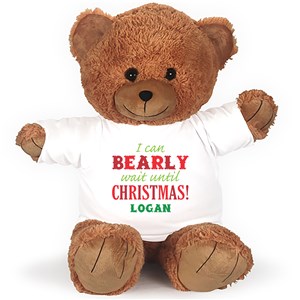 Custom I Can Bearly Wait Until Christmas Fluffy Bear