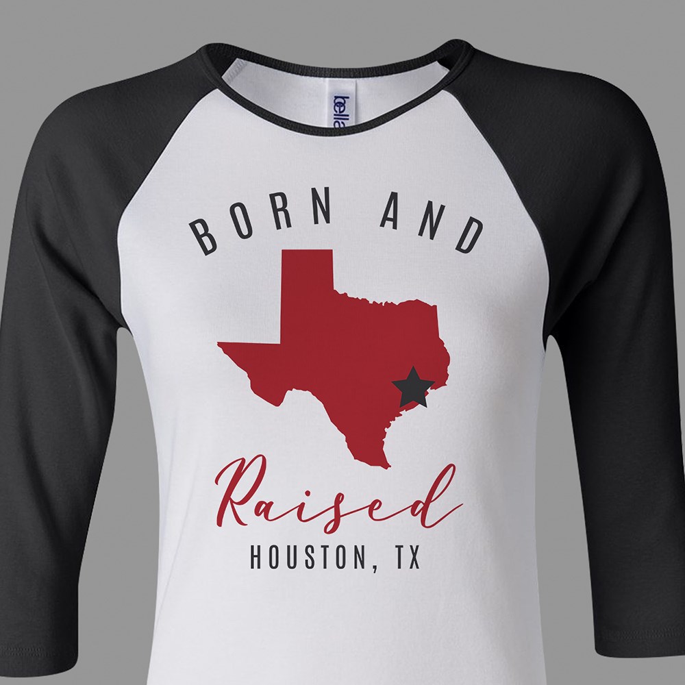 Personalized Born and Raised Women's Raglan Shirt