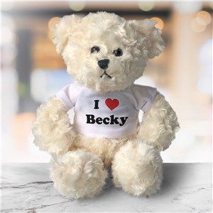 Personalized I Love You Teddy Bear Cream Plush