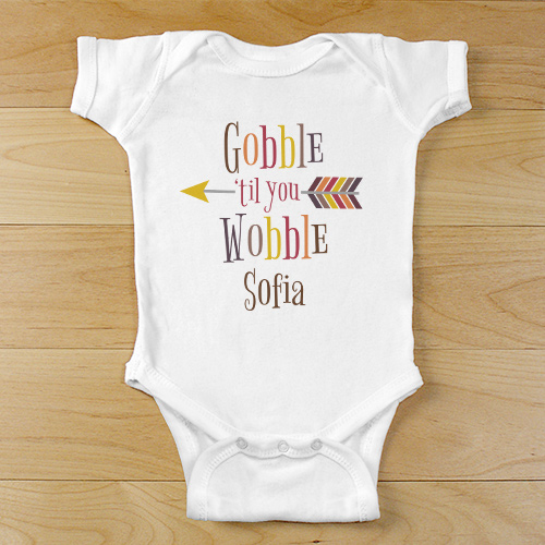 Personalized Gobble Till You Wobble Infant Apparel | Personalized Baby Gifts